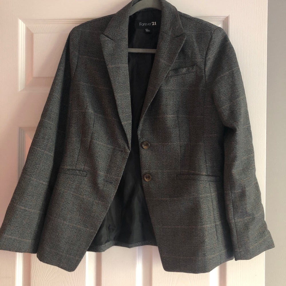 Blazer. Vintage Inspired. Grey Plaid. Size Large.